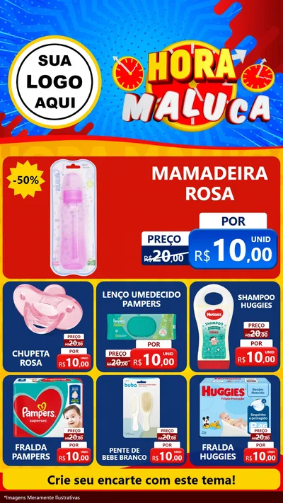 Modelo de Rede Social para Stories com o tema Hora Maluca para Bebês