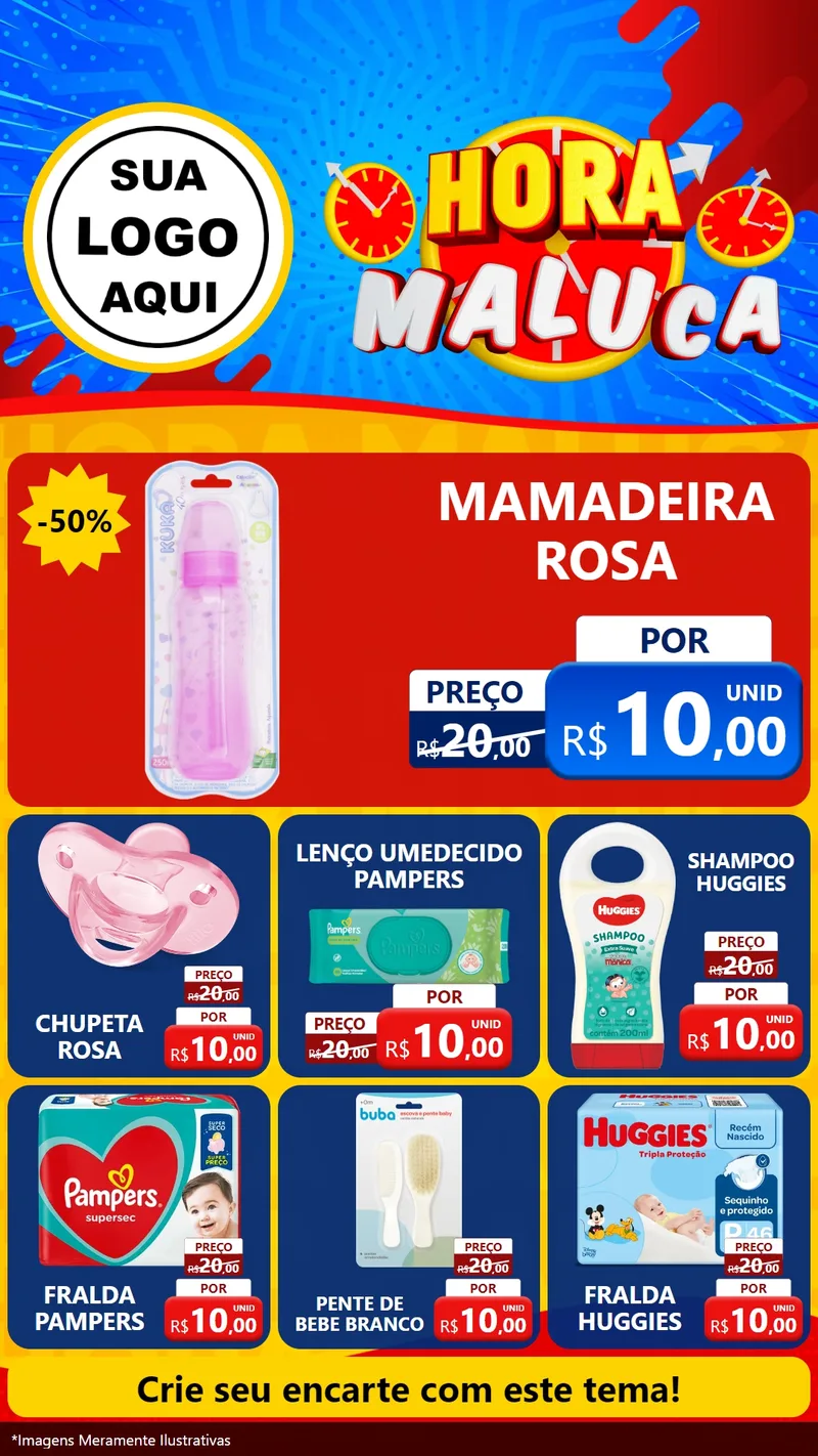 Modelo de Rede Social para Stories com o tema Hora Maluca para Bebês