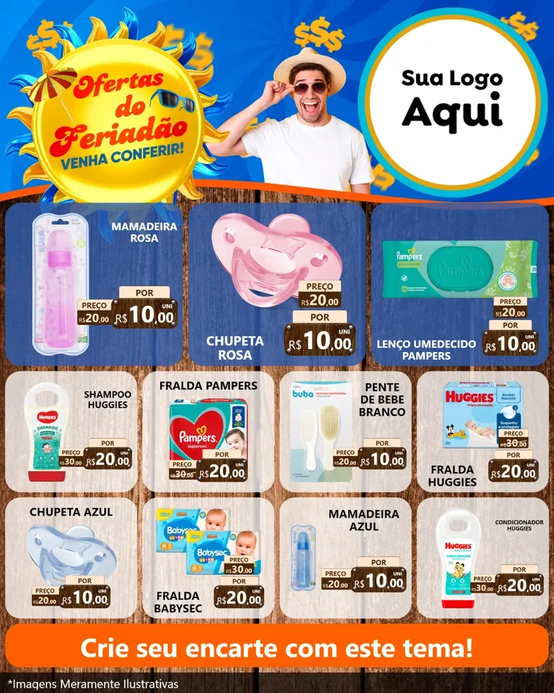Modelo de Rede Social para Feed Instagram com o tema Ofertas do Feriadão para Bebês