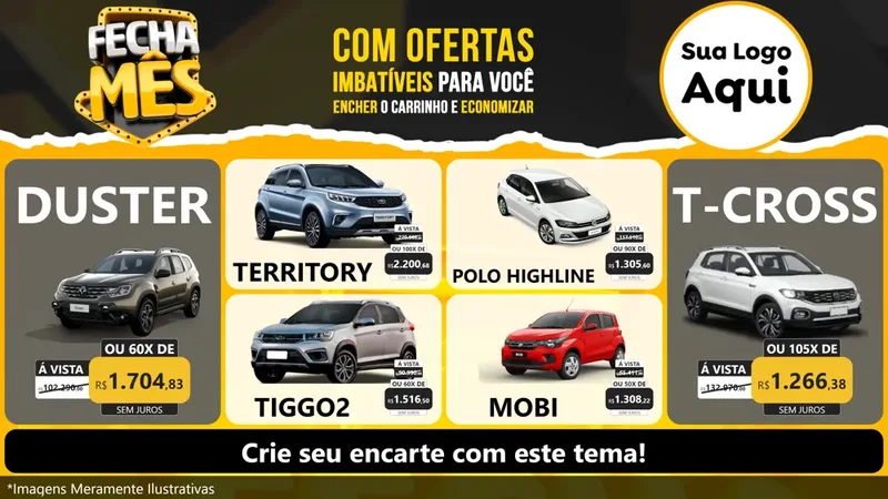 Modelo de TV para TV Horizontal com o tema Fecha Mês para Concessionaria de Carros