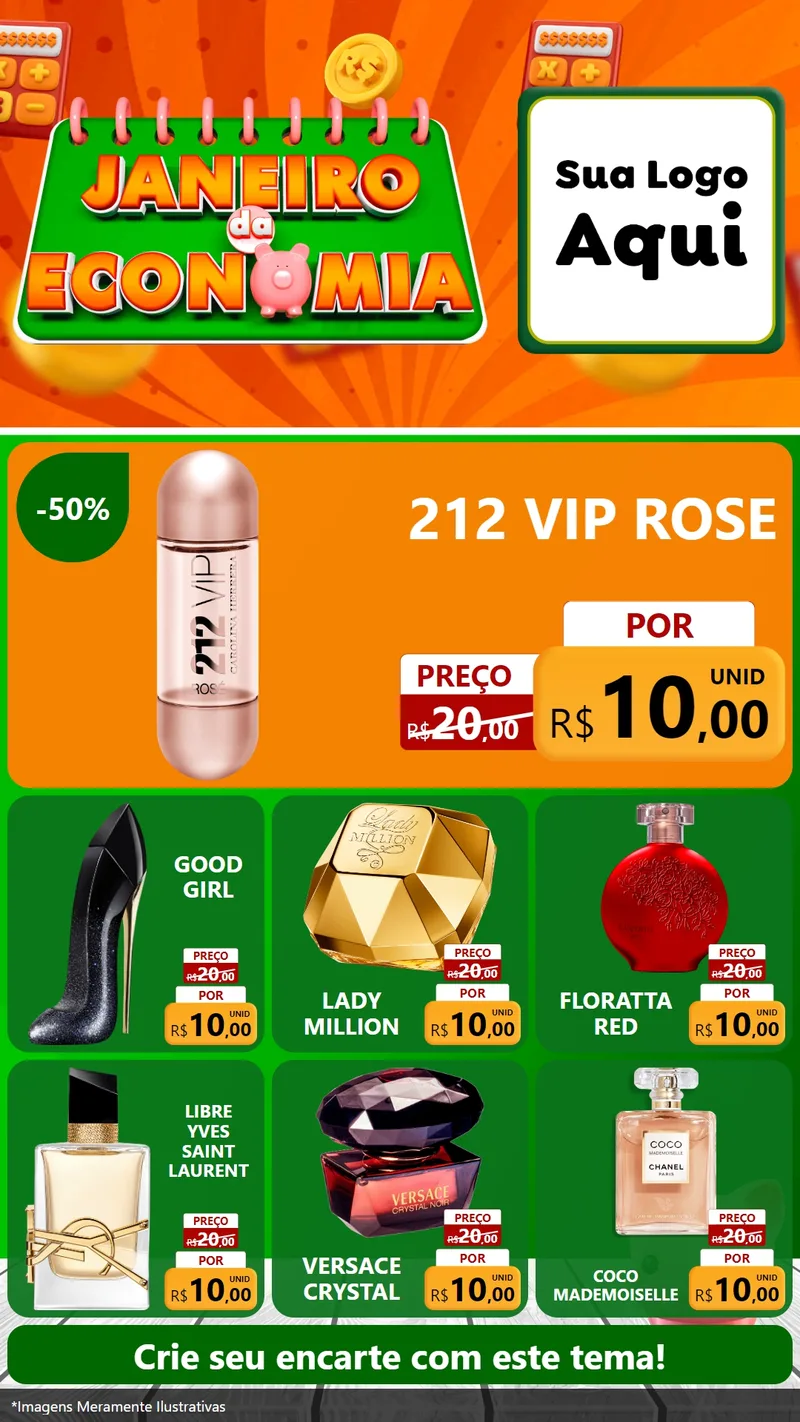 Modelo de Rede Social para Stories com o tema Janeiro da Economia para Perfumes