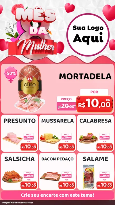 Modelo de Rede Social para Stories com o tema Mês da Mulher para Frios e Laticínios