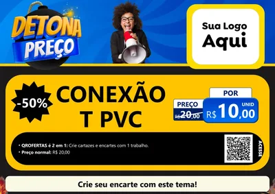 Modelo de Cartaz para Cartaz A4 Horizontal com o tema Detona Preços para Tubos e conexões