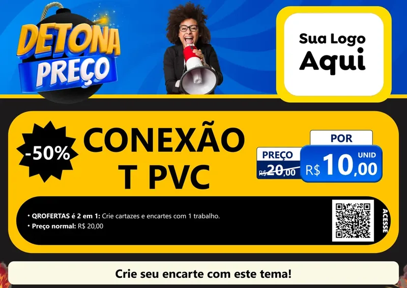 Modelo de Cartaz para Cartaz A4 Horizontal com o tema Detona Preços para Tubos e conexões