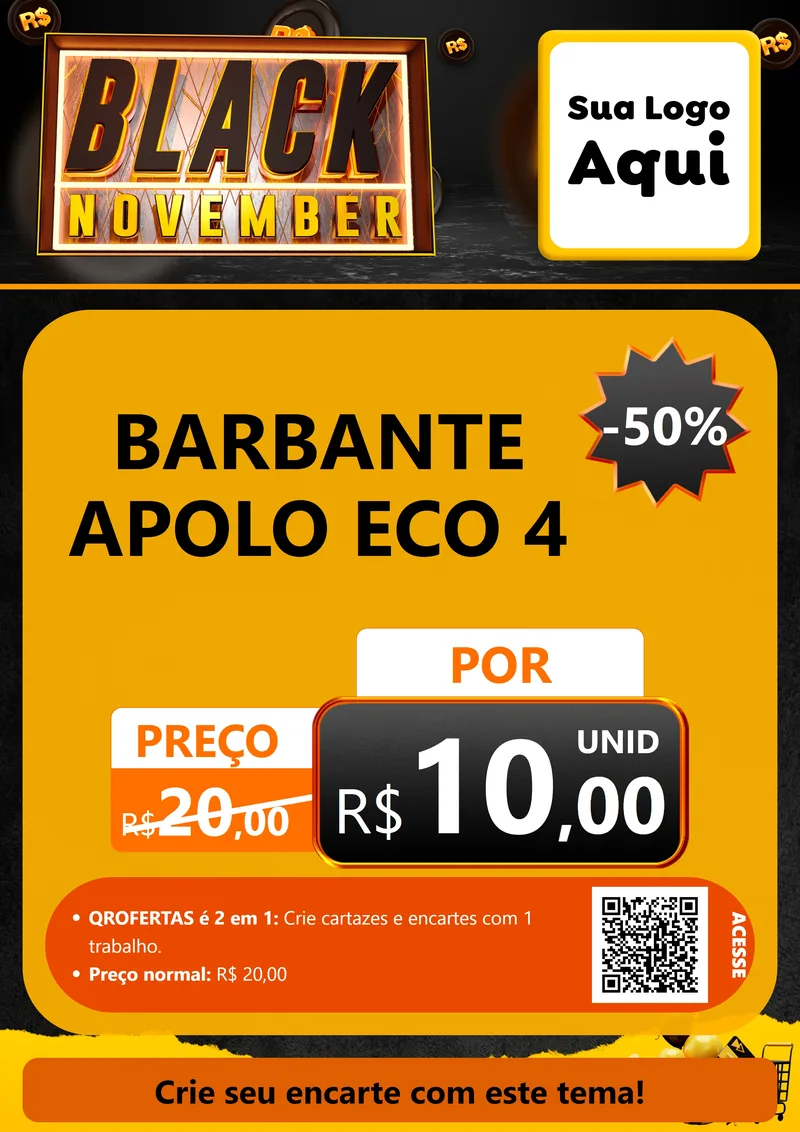 Modelo de Cartaz para Cartaz A4 Vertical com o tema Black November para Armarinho e Aviamentos
