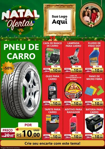Modelo de Encarte para Encarte A4 Vertical com o tema Natal de Ofertas para Auto peças
