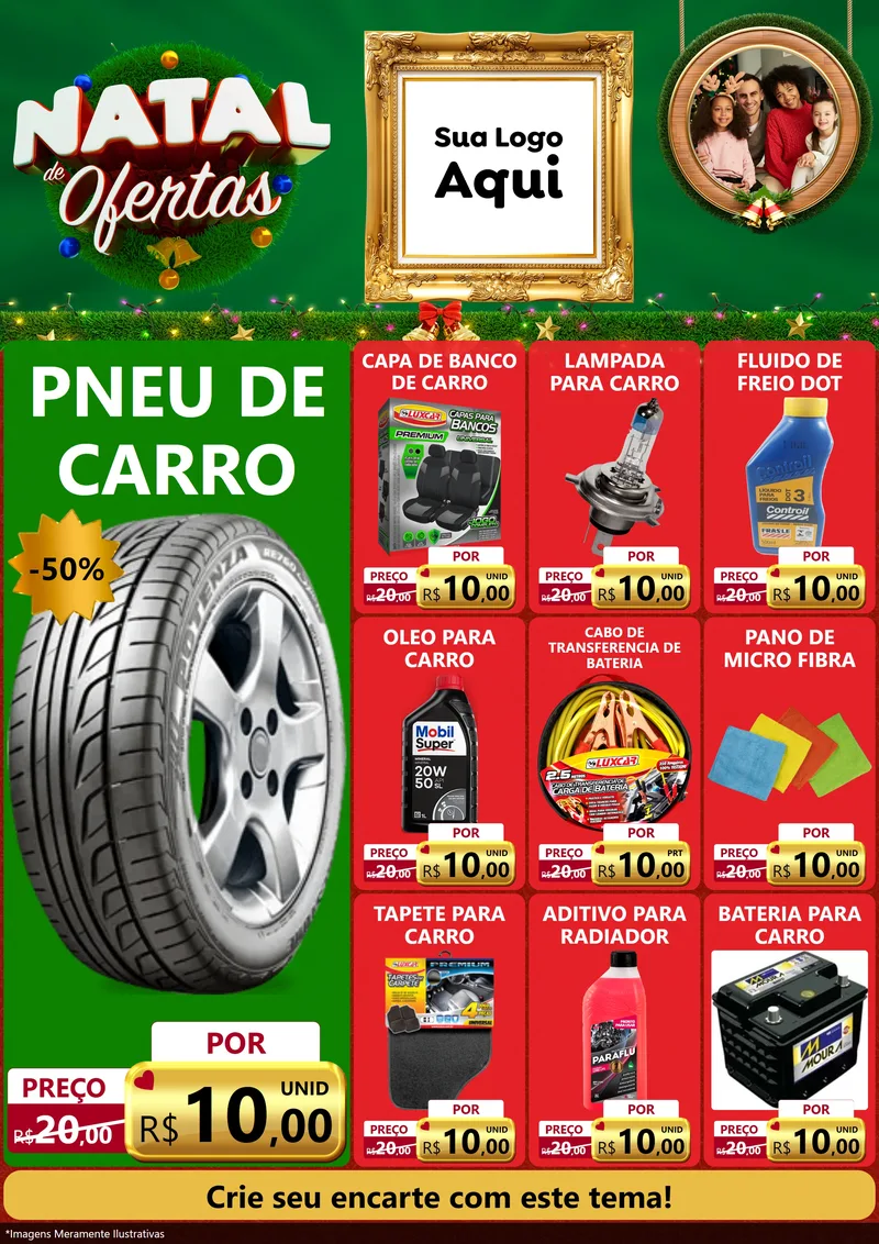 Modelo de Encarte para Encarte A4 Vertical com o tema Natal de Ofertas para Auto peças