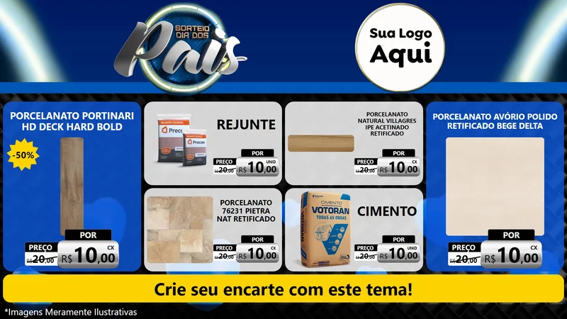 Modelo de TV para TV Horizontal com o tema Sorteio Dia Dos Pais para Pisos e revestimentos