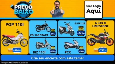 Modelo de TV para TV Horizontal com o tema Preço Baixo para Concessionaria de Motos