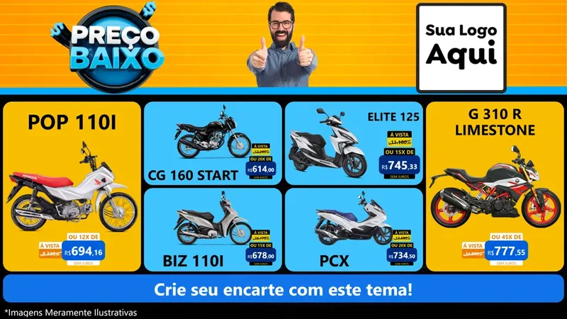 Modelo de TV para TV Horizontal com o tema Preço Baixo para Concessionaria de Motos