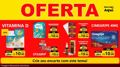Modelo de TV para TV Horizontal com o tema OFERTA - Vermelho Cartaz para Farmácia