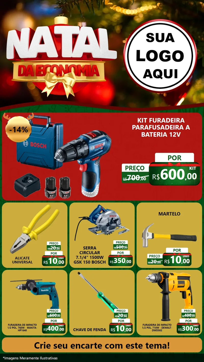 Modelo de Rede Social para Stories com o tema Natal da Economia para Maquinas e Ferramentas