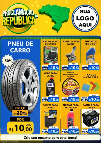 Modelo de Encarte para Encarte A4 Vertical com o tema Proclamação da República para Auto peças