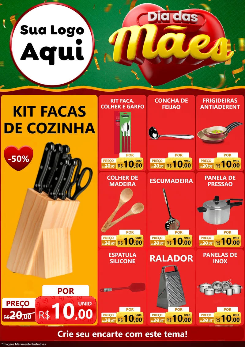 Modelo de Encarte para Encarte A4 Vertical com o tema Dia das Mães para Utilidades Domésticas