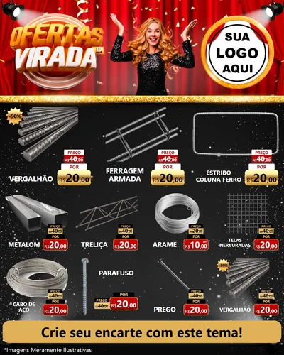 Modelo de Rede Social para Feed Instagram com o tema Ofertas da Virada para Ferragens