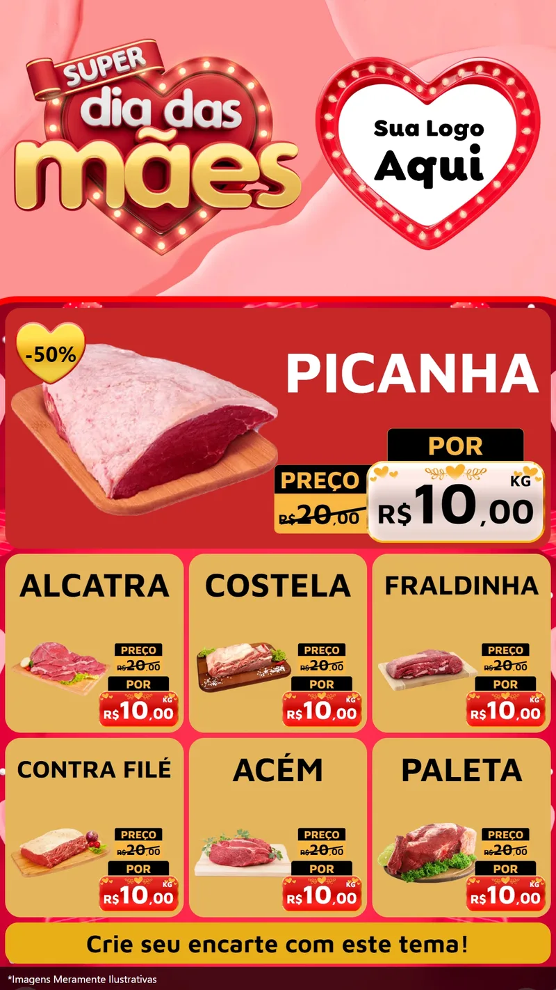 Modelo de Rede Social para Stories com o tema Super Dia Das Mães para Açougue