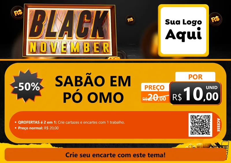 Modelo de Cartaz para Cartaz A4 Horizontal com o tema Black November para Produtos de Limpeza