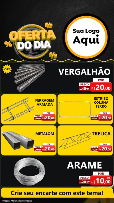 Modelo de TV para TV Vertical com o tema Oferta Do Dia para Ferragens