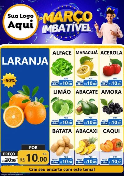 Modelo de Encarte para Encarte A4 Vertical com o tema Março Imbatível para Hortifrúti