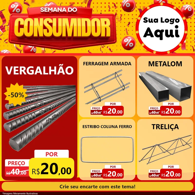 Modelo de Rede Social para Feed Facebook com o tema Semana do Consumidor para Ferragens