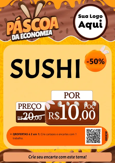 Modelo de Cartaz para Cartaz A4 Vertical com o tema Páscoa da Economia para Comida japonesa