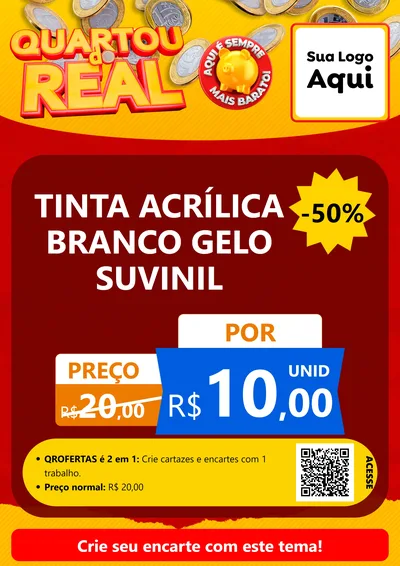 Modelo de Cartaz para Cartaz A4 Vertical com o tema Quartou do Real para Tintas e Ferramentas