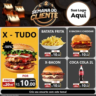 Modelo de Rede Social para Feed Facebook com o tema Semana do Cliente para Hamburgueria