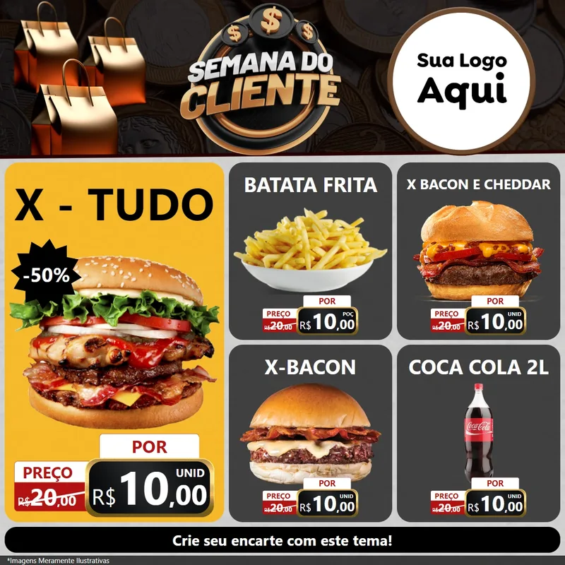 Modelo de Rede Social para Feed Facebook com o tema Semana do Cliente para Hamburgueria