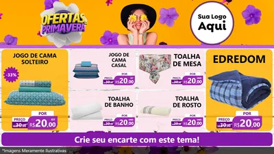 Modelo de TV para TV Horizontal com o tema Ofertas Da Primavera para Cama, Mesa e Banho