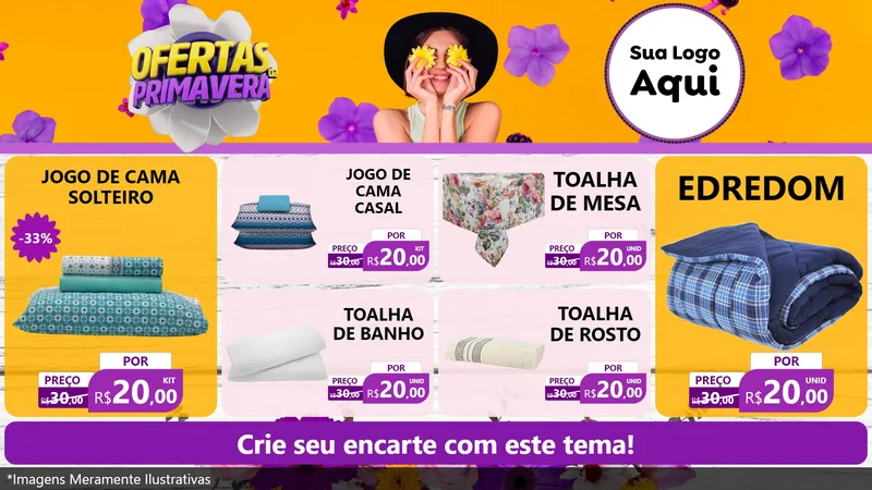 Modelo de TV para TV Horizontal com o tema Ofertas Da Primavera para Cama, Mesa e Banho