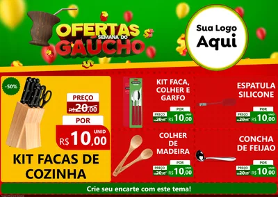 Modelo de Encarte para Encarte A4 Horizontal com o tema Ofertas Semana Do Gaúcho para Utilidades Domésticas