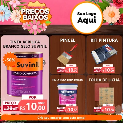 Modelo de Rede Social para Feed Facebook com o tema Primavera de Preços Baixos para Tintas e Ferramentas