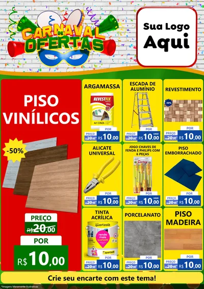 Modelo de Encarte para Encarte A4 Vertical com o tema Carnaval de Ofertas para Material para Construção