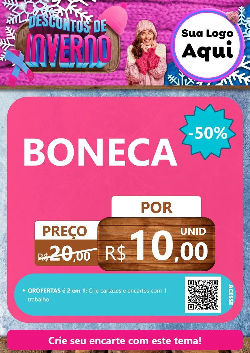 Modelo de Cartaz para Cartaz A4 Vertical com o tema Descontos de Inverno para Brinquedos