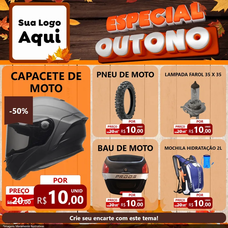 Modelo de Rede Social para Feed Facebook com o tema Especial Outono para Moto peças