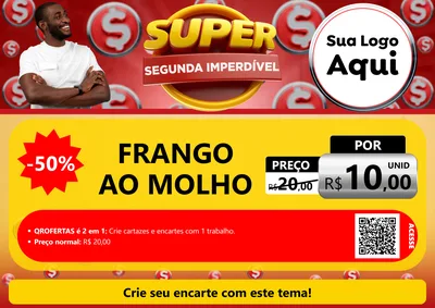 Modelo de Cartaz para Cartaz A4 Horizontal com o tema Super Segunda Imperdível para Restaurante