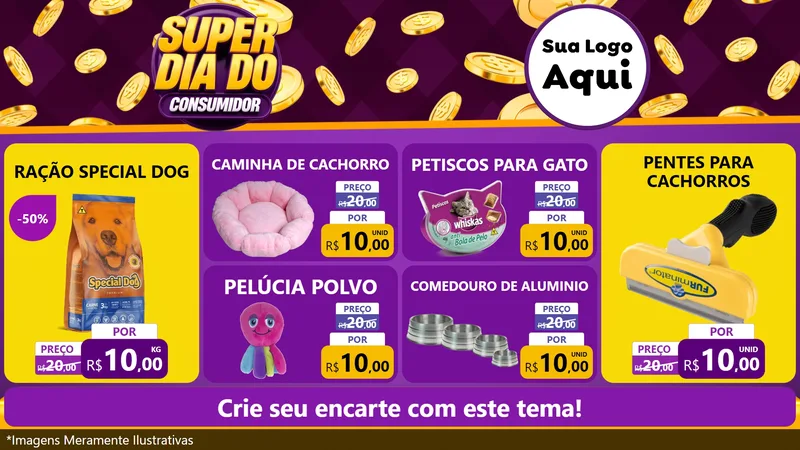 Modelo de TV para TV Horizontal com o tema Super Dia do Consumidor para Pet Shop