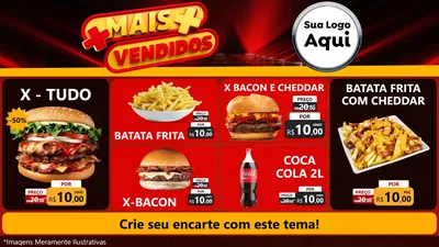 Modelo de TV para TV Horizontal com o tema Mais Vendidos para Hamburgueria