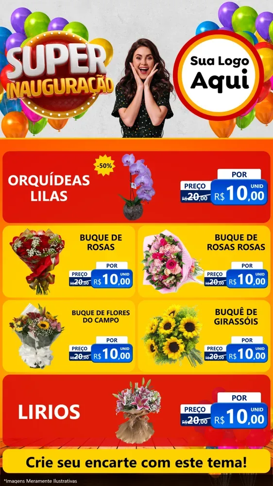 Modelo de TV para TV Vertical com o tema Super Inauguração para Floricultura e jardim