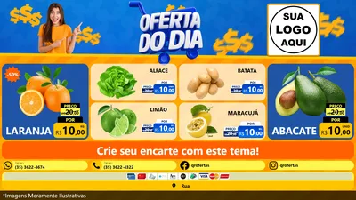 Modelo de TV para TV Horizontal com o tema Oferta do Dia para Hortifrúti