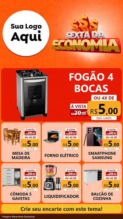 Modelo de Rede Social para Stories com o tema Sexta da Economia para Móveis e Eletro