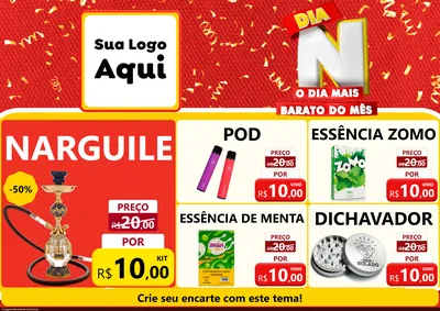 Modelo de Encarte para Encarte A4 Horizontal com o tema Dia N o Dia Mais Barato do Mês para Tabacaria