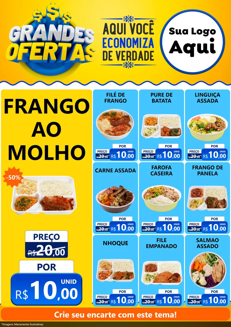 Modelo de Encarte para Encarte A4 Vertical com o tema Grandes Ofertas para Restaurante