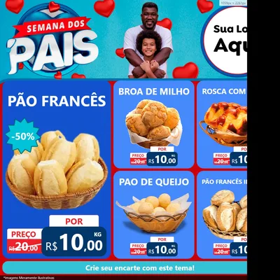 Modelo de Rede Social para Feed Facebook com o tema Semana Dos Pais para Padaria