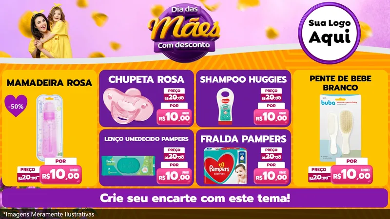 Modelo de TV para TV Horizontal com o tema Dia das Mães com Desconto para Bebês