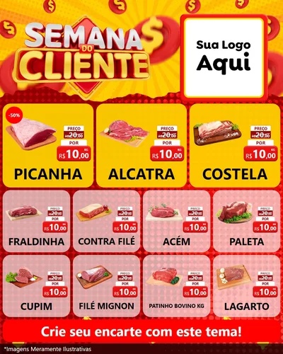 Modelo de Rede Social para Feed Instagram com o tema Semana do Cliente para Açougue