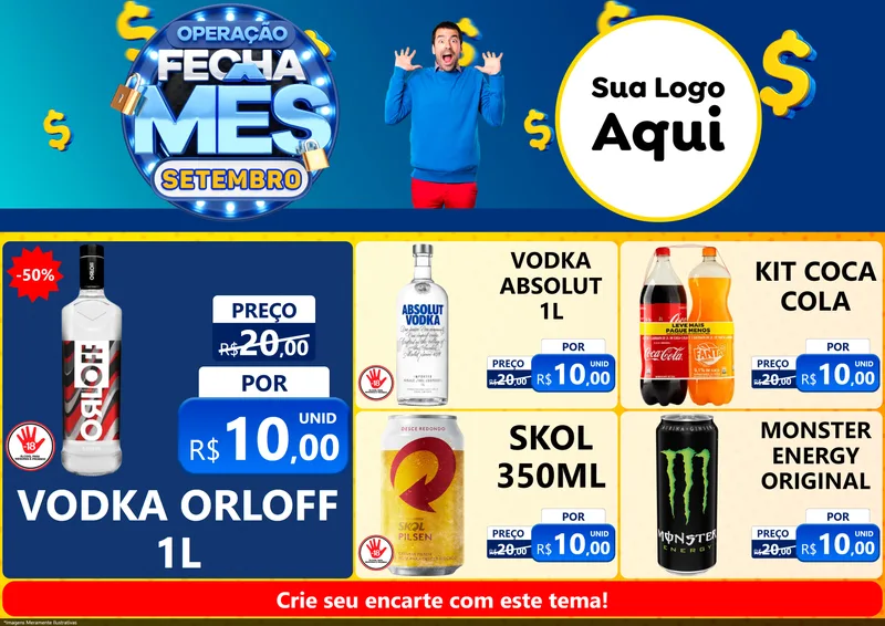 Modelo de Encarte para Encarte A4 Horizontal com o tema Operação Fecha Mês Setembro para Distribuidora de bebidas