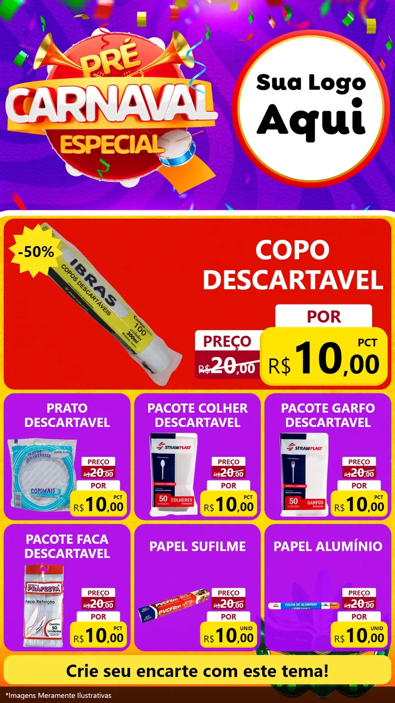 Modelo de Rede Social para Stories com o tema Pré-Carnaval Especial para Embalagens