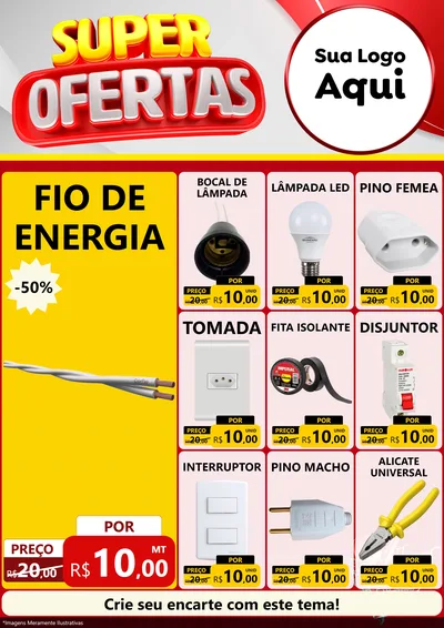 Modelo de Encarte para Encarte A4 Vertical com o tema Super Ofertas para Materiais Elétricos