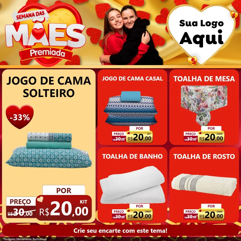 Modelo de Rede Social para Feed Facebook com o tema Semana das Mães Premiada para Cama, Mesa e Banho